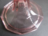 Image 11 of Pair of Vintage Pale Pink Glass Candlestick Holders, Ten-Sided, c 1930s-1950s era, H 13.6cm