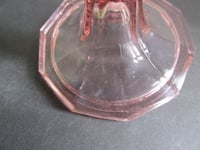 Image 12 of Pair of Vintage Pale Pink Glass Candlestick Holders, Ten-Sided, c 1930s-1950s era, H 13.6cm