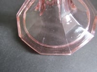 Image 13 of Pair of Vintage Pale Pink Glass Candlestick Holders, Ten-Sided, c 1930s-1950s era, H 13.6cm
