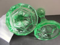Image 11 of Pair of Vintage Uranium Green Glass Candlestick Holders, Twelve-Sided, c 1930s, H 14.8cm 
