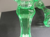 Image 8 of Pair of Vintage Uranium Green Glass Candlestick Holders, Twelve-Sided, c 1930s, H 14.8cm 