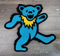 Image 1 of Grateful Dead Blue Dancing Bear (Pose 1) Handmade Rug