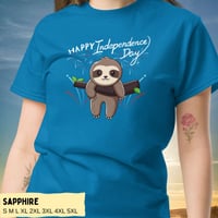 Image 3 of Happy Independence Day Sloth Unisex T-shirt