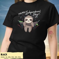 Image 2 of Happy Independence Day Sloth Unisex T-shirt