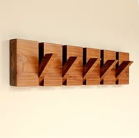 Image 1 of Wood wall coat rack, 5 hooks.
