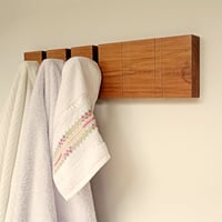 Image 3 of Wood wall coat rack, 5 hooks.