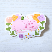 Image 2 of Sleeping Pup in a Flower Bed Sticker
