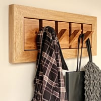 Image 4 of Wood wall coat rack, 4 hooks.