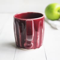 Image 3 of Ox Blood Red Pottery Mug, Handcrafted 11 Ounce Coffee Cup, Made in USA