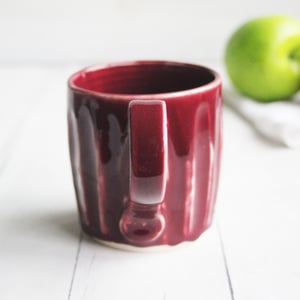 Image of Ox Blood Red Pottery Mug, Handcrafted 11 Ounce Coffee Cup, Made in USA