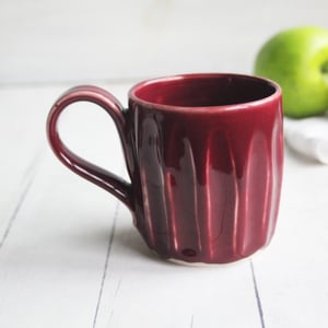 Image of Ox Blood Red Pottery Mug, Handcrafted 11 Ounce Coffee Cup, Made in USA