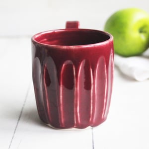 Image of Ox Blood Red Pottery Mug, Handcrafted 11 Ounce Coffee Cup, Made in USA