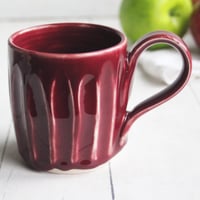 Image 8 of Ox Blood Red Pottery Mug, Handcrafted 11 Ounce Coffee Cup, Made in USA