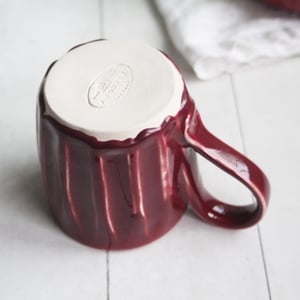 Image of Ox Blood Red Pottery Mug, Handcrafted 11 Ounce Coffee Cup, Made in USA
