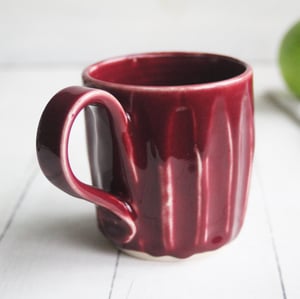 Image of Ox Blood Red Pottery Mug, Handcrafted 11 Ounce Coffee Cup, Made in USA