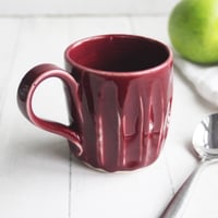 Image 7 of Ox Blood Red Pottery Mug, Handcrafted 11 Ounce Coffee Cup, Made in USA