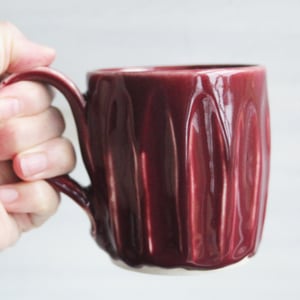 Image of Ox Blood Red Pottery Mug, Handcrafted 11 Ounce Coffee Cup, Made in USA