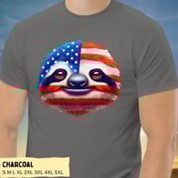 Image 3 of USA Flag Sloth Independence Day T-shirt
