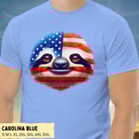 Image 1 of USA Flag Sloth Independence Day T-shirt