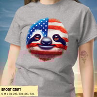Image 6 of USA Flag Sloth Independence Day T-shirt