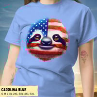 Image 2 of USA Flag Sloth Independence Day T-shirt