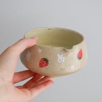 Image 2 of (SECONDS) strawberry bunny matcha bowl