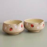 Image 1 of (SECONDS) strawberry bunny matcha bowl