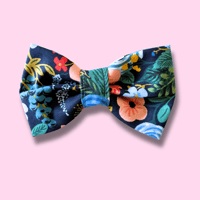 Image 2 of Navy Florals Rifle Paper Co. Dog Bow Tie