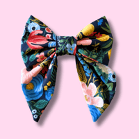 Image 1 of Navy Florals Rifle Paper Co. Dog Bow Tie