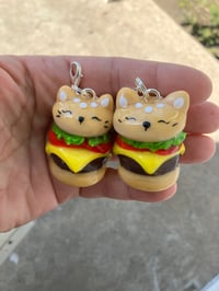 Image 2 of Cat burger charm, Polymer clay charm, Kawaii cat burger charm