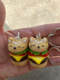 Image 3 of Cat burger charm, Polymer clay charm, Kawaii cat burger charm