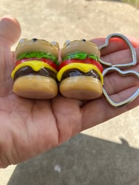Image 4 of Cat burger charm, Polymer clay charm, Kawaii cat burger charm