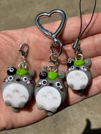 Image 3 of Totoro charm, Polymer clay charm, Kawaii totoro keychain, Anime cartoon charm