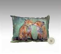 Image 2 of Foxy Harmony: Fox Kits Art Cushion Cover