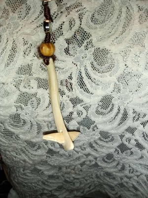 Image of Upside Down REVERSED Cross Real Human Rib in Rosary #2