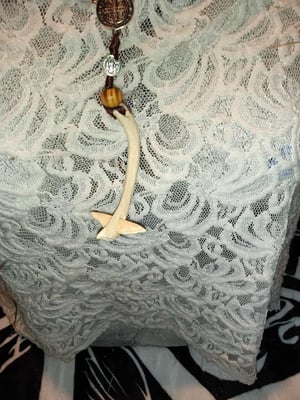 Image of Upside Down REVERSED Cross Real Human Rib in Rosary #2