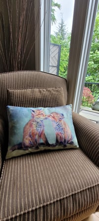 Image 1 of Foxy Harmony: Fox Kits Art Cushion Cover
