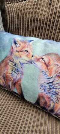 Image 3 of Foxy Harmony: Fox Kits Art Cushion Cover