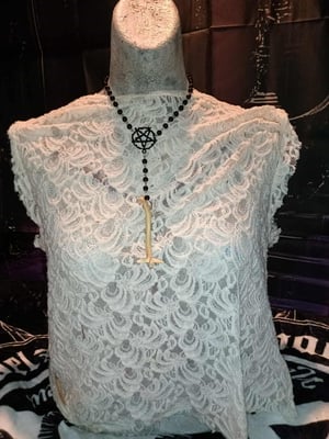 Image of Satanic Real Human RIB  Bone PENTAGRAM ROSARY Choker  