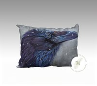 Winter's Sentinel: Raven Art Cushion Cover