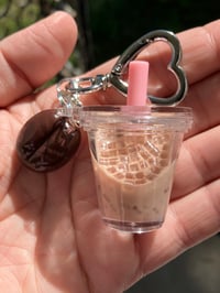 Image 1 of Iced coffee keychain, Shaker charm, Iced coffee charm, Mocha keychain, Mocha charm