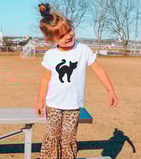 Image 1 of Black Cat Neutral Kids Shirt Kitty Girls Boys Top