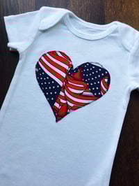 Image 2 of American Flag Heart Baby Bodysuit Patriotic Girl’s Top