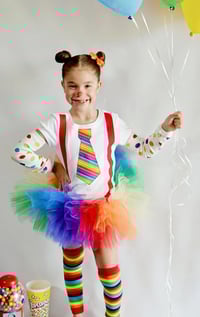 Image 1 of Clown Tutu Set Girl’s Birthday Halloween Set Rainbow Tutu Costume 