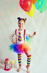 Image 2 of Clown Tutu Set Girl’s Birthday Halloween Set Rainbow Tutu Costume 