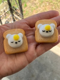 Image 1 of Bear magnet, Polymer clay magnet, Kawaii Egg toast fridge magnet
