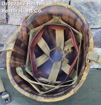 Image 16 of WWII USMC M1 Helmet & Firestone-Inland Liner. Fixed bale type. Marine Camo cover.