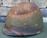 Image 13 of WWII USMC M1 Helmet & Firestone-Inland Liner. Fixed bale type. Marine Camo cover.