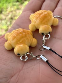 Image 2 of Melonpan turtle charm, Polymer clay charm, Turtle bread charm, Knitting charm