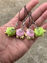 Image 3 of Melonpan turtle charm, Polymer clay charm, Turtle bread charm, Knitting charm